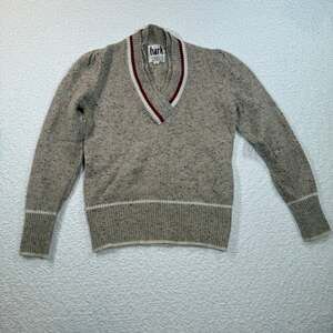 Hark women’s wool sweater v neck size medium tan and red